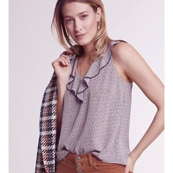 Cabi Ruffled Star Print Stellar Top - Picture 1 of 13